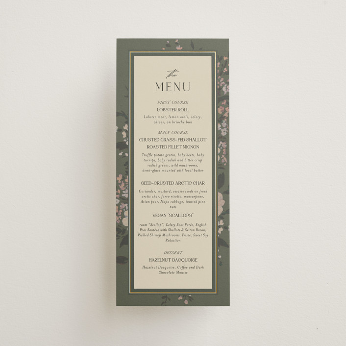 Madison Foil-Pressed Long Menus by Itsy Belle Studio | Minted