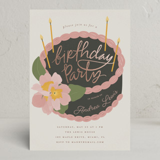 Floral Cake Foil-pressed Party Invitation