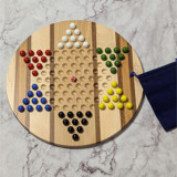 Handmade 16" Chinese Checkers and Irk Combo Game Games