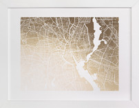 Providence Map Foil-Pressed Art Prints