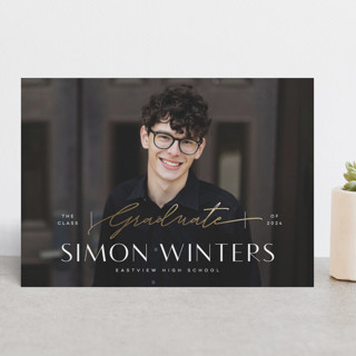 Gilded Grad Script Foil-Pressed Graduation Announcements