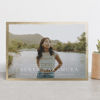 Festive Holiday Border Foil-Pressed Graduation Announcements