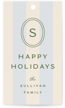 monogram christmas stripes Gift Tags