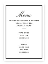 Cecilie Graduation Menu Signs