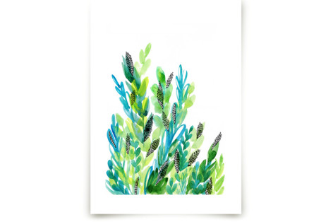 Green floral Art Prints