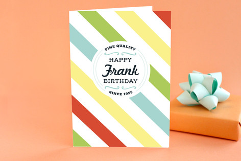 Retro Striped Guy's Birthday Birthday Greeting Cards