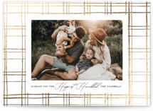 Modern Plaid Foil-Pressed Hanukkah Cards