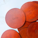 Custom Leather Coaster Place Cards, Set of 10 Coasters