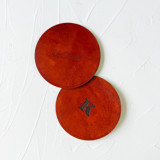 Custom Leather Coaster - Centered Text - 2 Coasters Coasters