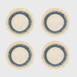 Ruffle edge straw coasters, Indigo, set of four Coasters