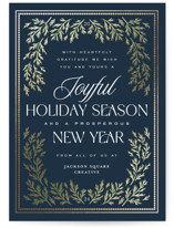 Pine Border Foil-Pressed Business Holiday Cards