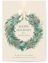 Natural Wreath Foil-Pressed Business Holiday Cards