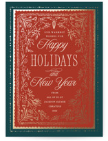 Gilded Hand Drawn Frame Foil-Pressed Business Holiday Cards