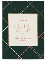 minimal plaid Foil-Pressed Business Holiday Cards