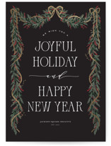 Holly Garland Foil-Pressed Business Holiday Cards
