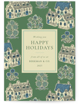 Cozy Cottage Toile Business Holiday Cards
