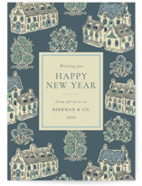 Cozy Cottage Toile Business Holiday Cards