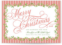 Holly Ribbon Business Holiday Cards