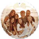 Bow Frame Foil-Pressed Holiday Ornament Cards