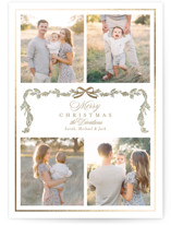 Holly Bows Foil-Pressed Holiday Cards