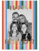 Happy Stripe Foil-Pressed Holiday Cards