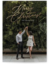 Merry Monoline Foil-Pressed Holiday Cards