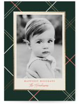 minimal plaid Foil-Pressed Holiday Cards