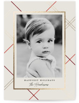 minimal plaid Foil-Pressed Holiday Cards