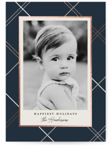 minimal plaid Foil-Pressed Holiday Cards