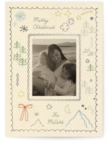 merry drawing Foil-Pressed Holiday Cards