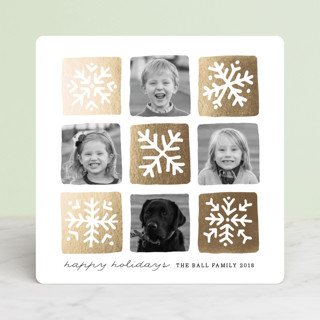 Snowflake Squares Foil-Pressed Holiday Cards