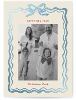 watercolor ribbon frame Foil-Pressed Holiday Cards