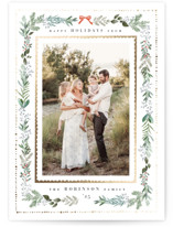 Greenery & Gold Foil-Pressed Holiday Cards