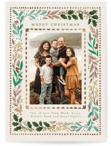 Botanical Detail Border Foil-Pressed Holiday Cards