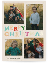 Color Coded Spirit Foil-Pressed Holiday Cards