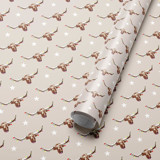 Santa's Steer Christmas Western Wrapping Paper Holiday Gift Wrap