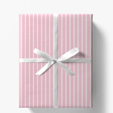 Pink Blush French Stripe Gift Wrap, Set of 5 Sheets Holiday Gift Wrap