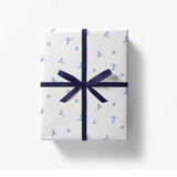 Après Ski White and Blue Skier Gift Wrap [Set of 5 Sheets] Holiday Gift Wrap