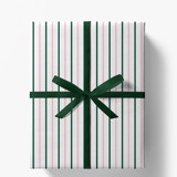 Blush and Hunter Green French Stripe Gift Wrap, Set of 5 Sheets Holiday Gift Wrap