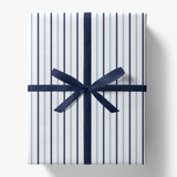 Blue and White Stripe Gift Wrap [Roll of 5 Sheets] Holiday Gift Wrap
