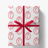 Candy Cane and Bows Gift Wrap, Set of 5 Sheets Holiday Gift Wrap