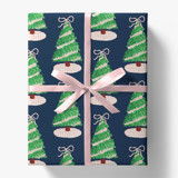 Pink Gingham Christmas Tree Gift Wrap Holiday Gift Wrap