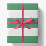 Green and White Stripe Cabana Gift Wrap [Set of 5 Sheets] Holiday Gift Wrap