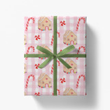 Pink Gingerbread Christmas Holiday Gift Wrap [Roll of  Sheets] Holiday Gift Wrap