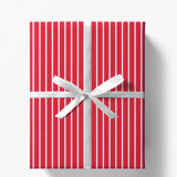 Red French Stripe Gift Wrap, Set of 5 Sheets Holiday Gift Wrap