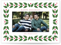 Folk Leaves and Berries Letterpress Holiday Photo Cards