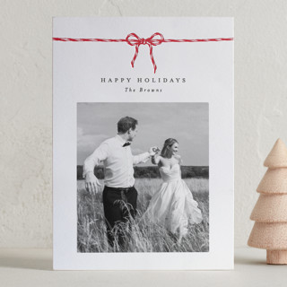 With a bow Letterpress Holiday Photo Cards