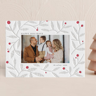 Mistletoe branches Letterpress Holiday Photo Cards