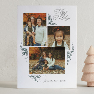 Leafy Corners Letterpress Holiday Photo Cards