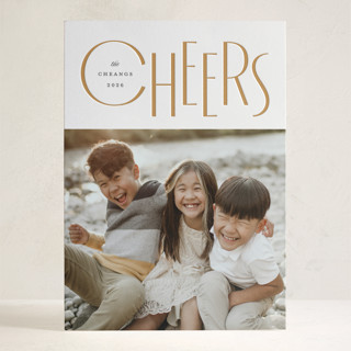 Bouncing Cheers Letterpress Holiday Photo Cards